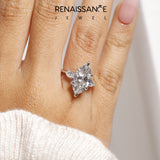 Platinum Three-Stone Marquise Diamond Ring with Pear Side Stones in Four-Prong Setting_148