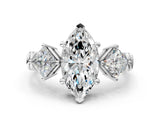 Platinum Three-Stone Marquise and Princess Cut Diamond Ring with Channel Band and Four-Prong Setting_40