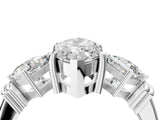 Platinum Three-Stone Marquise and Princess Cut Diamond Ring with Channel Band and Four-Prong Setting_44