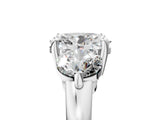 Platinum Three-Stone Oval Brilliant Cut Solitaire Ring with Prong Setting on a Classic Band 5