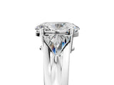 Platinum Three-Stone Oval Cut Cut Diamond Ring with Trillion Side Stones on a Split Shank Band_24