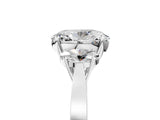 Platinum Three-Stone Oval Cut Diamond Cathedral Engagement Ring with Prong Setting_19