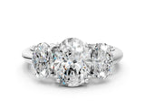 Platinum Three-Stone Oval Cut Diamond Engagement Ring with Prong Setting on a White Gold Band_42