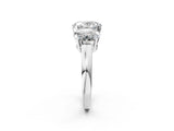 Platinum Three-Stone Oval Cut Diamond Ring with Channel Set Band and Four-Prong Setting_28