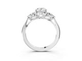 Platinum Three-Stone Oval Cut Diamond Ring with Pear  Side Stones in Four-Prong Setting_19