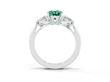 Platinum Three-Stone Oval Cut Green Sapphire Ring with Pear  Side Stones in Four-Prong Setting_57