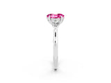 Platinum Three-Stone Oval Cut Pink Sapphire Ring with Pear  Side Stones in Four-Prong Setting_56
