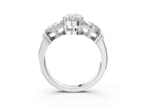 Platinum Three-Stone Oval and Princess Cut Diamond Ring with Channel Band and Four-Prong Setting_19