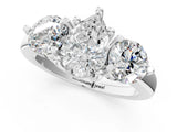 Platinum Three-Stone Pear Brilliant Cut Solitaire Ring with Prong Setting on a Classic Band 1