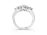 Platinum Three-Stone Pear Brilliant Cut Solitaire Ring with Prong Setting on a Classic Band 3