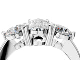 Platinum Three-Stone Pear Brilliant Cut Solitaire Ring with Prong Setting on a Classic Band 4
