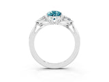 Platinum Three-Stone Pear Cut Blue Topaz Ring with Pear  Side Stones in Four-Prong Setting_57