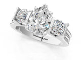 Platinum Three-Stone Pear Cut Cut Classic Band Prong Setting Ring_8