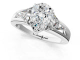 Platinum Three-Stone Pear Cut Cut Diamond Ring with Trillion Side Stones on a Split Shank Band_14