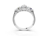 Platinum Three-Stone Pear Cut Cut Milgrain Band Prong Setting Ring_16