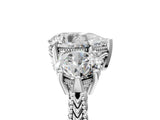 Platinum Three-Stone Pear Cut Cut Milgrain Band Prong Setting Ring_18