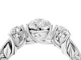Platinum Three-Stone Pear Cut Cut Milgrain Pavé Engagement Ring_11