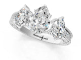Platinum Three-Stone Pear Cut Cut Milgrain Pavé Engagement Ring_8
