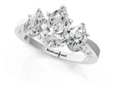 Platinum Three-Stone Pear Cut Diamond Cathedral Engagement Ring with Prong Setting_7