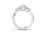 Platinum Three-Stone Pear Cut Diamond Ring with Pear  Side Stones in Four-Prong Setting_19