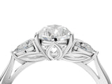 Platinum Three-Stone Pear Cut Diamond Ring with Pear  Side Stones in Four-Prong Setting_20