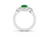 Platinum Three-Stone Pear Cut Emerald Ring with Pear  Side Stones in Four-Prong Setting_57