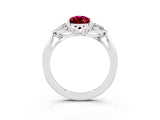Platinum Three-Stone Pear Cut Garnet Ring with Pear  Side Stones in Four-Prong Setting_57