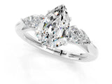 Platinum Three-Stone Pear Cut Moissanite Ring with Pear  Side Stones in Four-Prong Setting_55