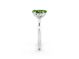 Platinum Three-Stone Pear Cut Peridot Ring with Pear  Side Stones in Four-Prong Setting_56