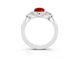 Platinum Three-Stone Pear Cut Ruby Ring with Pear  Side Stones in Four-Prong Setting_57