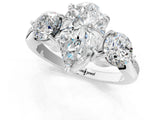 Platinum Three-Stone Pear Diamond Channel Set Engagement Ring with Prong Setting_4