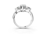 Platinum Three-Stone Pear Diamond Channel Set Engagement Ring with Prong Setting_6