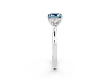 Platinum Three-Stone Princess Cut Aquamarine Ring with Pear  Side Stones in Four-Prong Setting_56