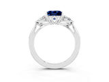 Platinum Three-Stone Princess Cut Blue Sapphire Ring with Pear  Side Stones in Four-Prong Setting_57