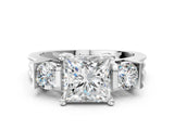 Platinum Three-Stone Princess Cut Cut Classic Band Prong Setting Ring_7