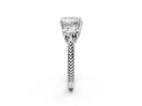 Platinum Three-Stone Princess Cut Cut Milgrain Band Prong Setting Ring_94