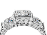Platinum Three-Stone Princess Cut Cut Milgrain Band Prong Setting Ring_96