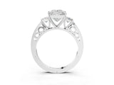 Platinum Three-Stone Princess Cut Diamond Cathedral Engagement Ring with Prong Setting_9