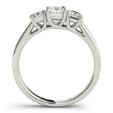 Platinum Three-Stone Princess Cut Diamond Engagement Ring with Channel Set Band and Four-Prong Setting 2