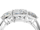Platinum Three-Stone Princess Cut Diamond Engagement Ring with Prong Setting on a White Gold Band_34