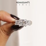 Platinum Three-Stone Princess Cut Diamond Ring with Channel-Set Band and Four-Prong Setting_142