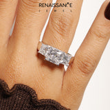 Platinum Three-Stone Princess Cut Diamond Ring with Channel-Set Band and Four-Prong Setting_145