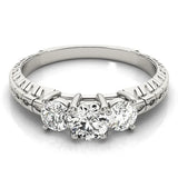 Platinum Three-Stone Princess Cut Diamond Ring with Channel-Set Band and Prong Setting 1