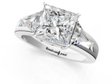 Platinum Three-Stone Princess Cut Diamond Ring with Trillion Side Stones on a Split Shank Band_12