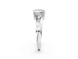 Platinum Three-Stone Princess Cut Diamond Ring with Trillion Side Stones on a Split Shank Band_13