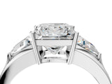 Platinum Three-Stone Princess Cut Diamond Ring with Trillion Side Stones on a Split Shank Band_15