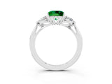 Platinum Three-Stone Princess Cut Emerald Ring with Pear  Side Stones in Four-Prong Setting_57