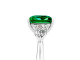 Platinum Three-Stone Princess Cut Emerald Ring with Pear  Side Stones in Four-Prong Setting_59
