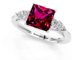 Platinum Three-Stone Princess Cut Garnet Ring with Pear  Side Stones in Four-Prong Setting_55