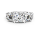 Platinum Three-Stone Princess Cut Milgrain Pavé Engagement Ring_29
